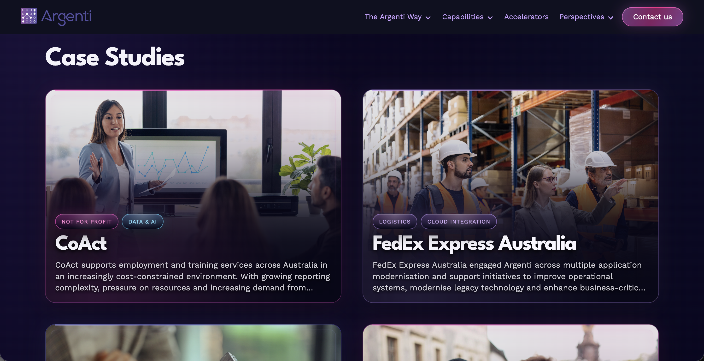 Argenti Case Studies website listing