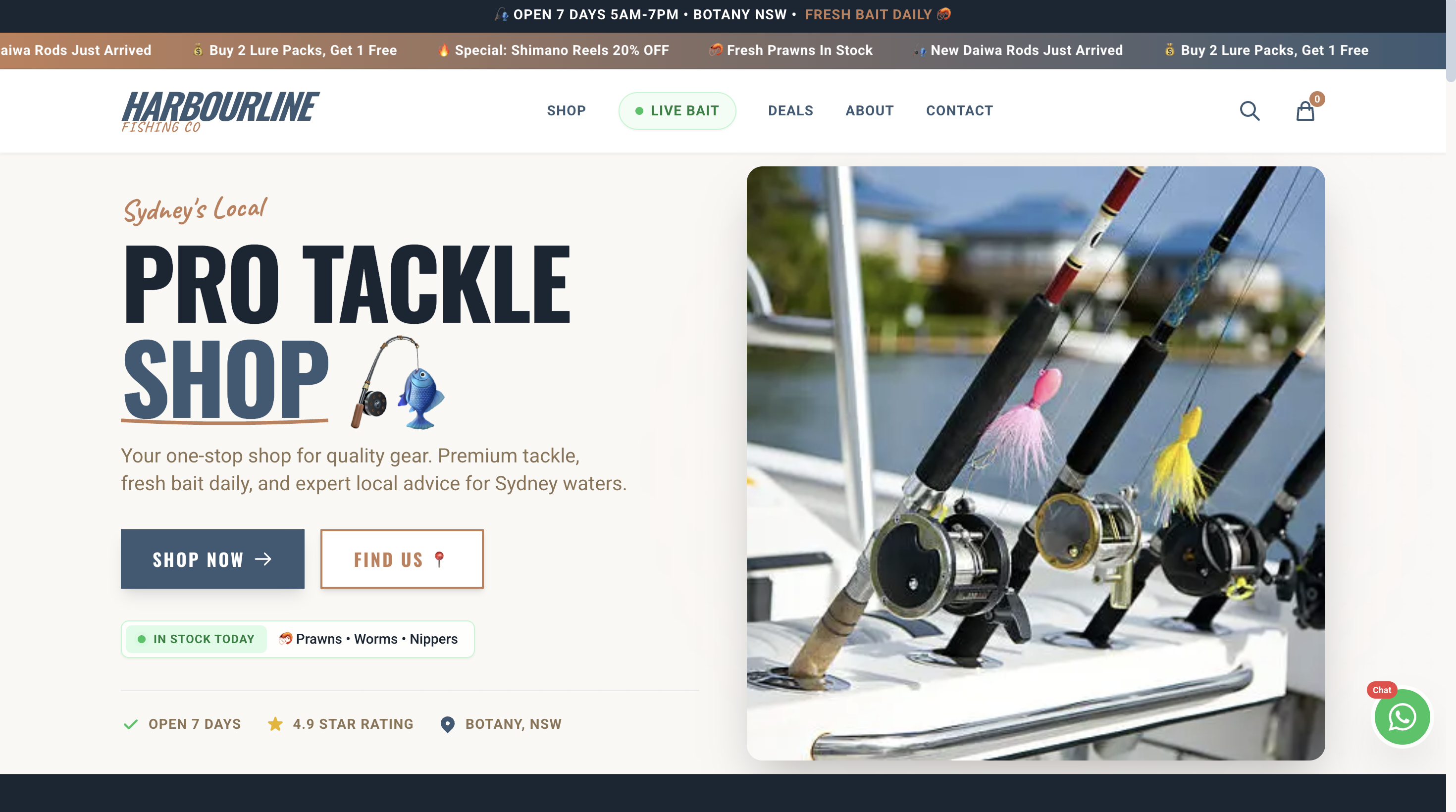 Harbourline Fishing Co website preview