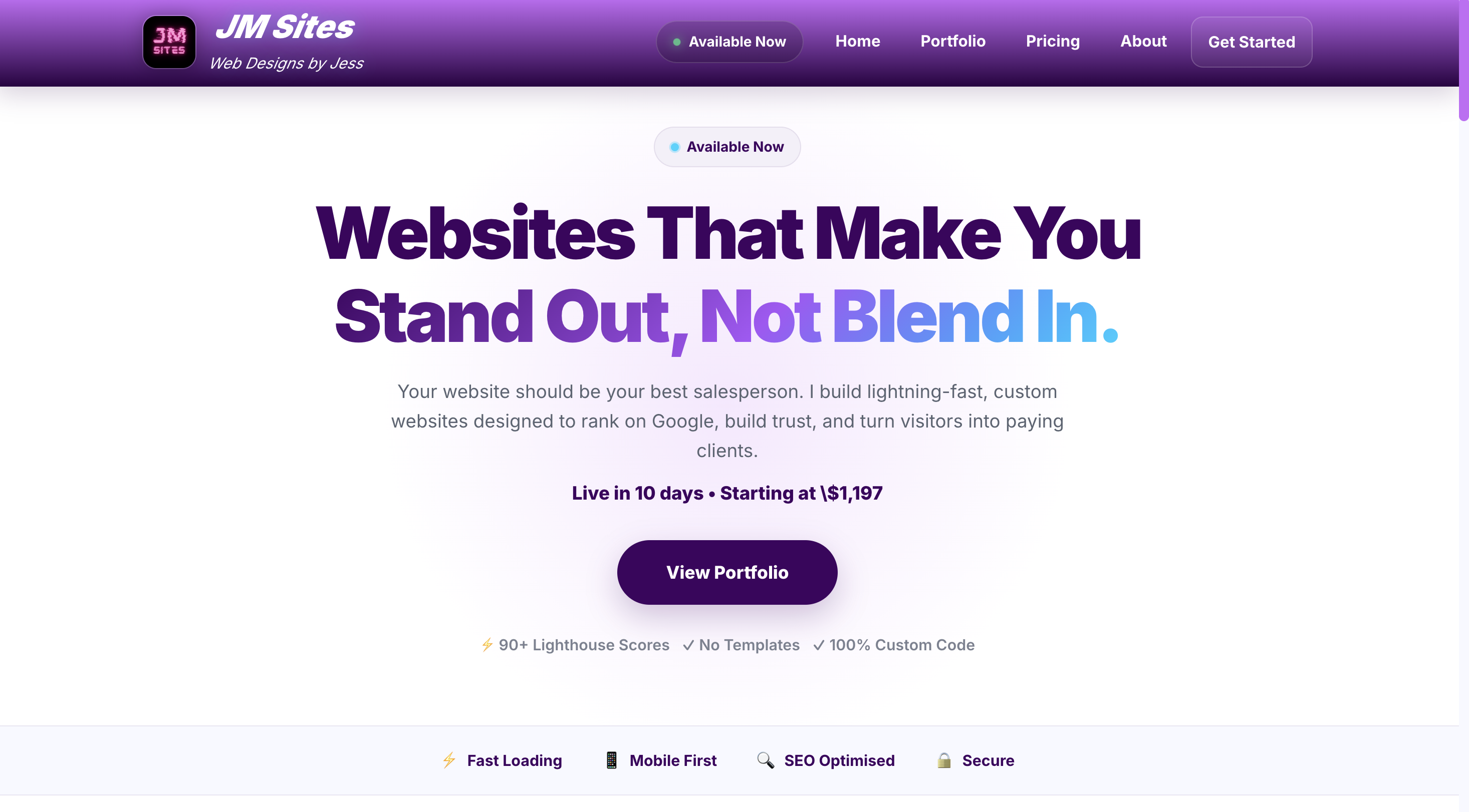 JM Sites website preview